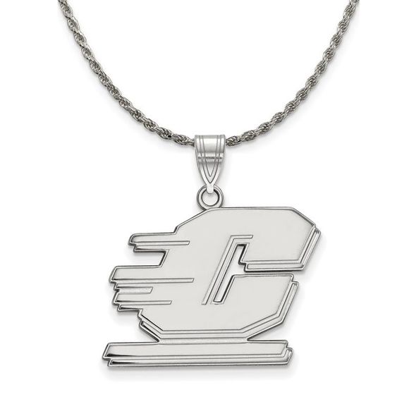 Sterling Silver Central Michigan U Large Pendant Necklace -...